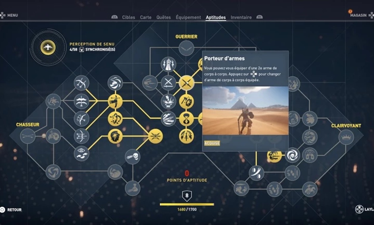 Arbre de compétences d’Assassin’s Creed Origins