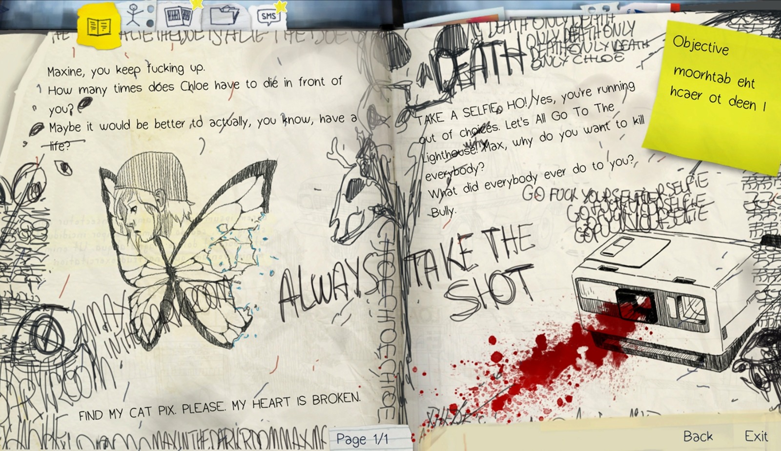 Le journal manuscrit de Life is Strange